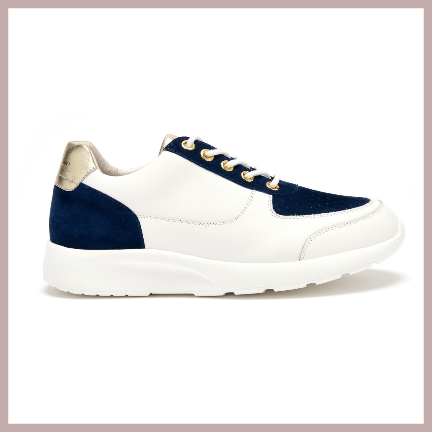 Shoreditch trainers in white, navy and gold