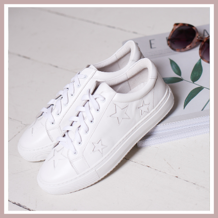 hoxton white with white stars leather trainers