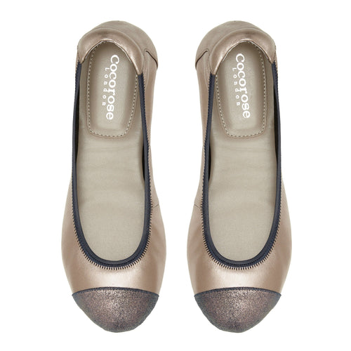 Ballerinas Leather Foldable Ballet Flats with Heel – Cocorose London