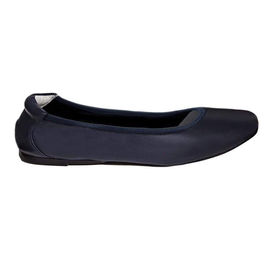 navy flats leather