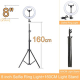 Gift 6 10 12 Inch Dimmable LED Selfie Ring Light with Stand without tripod 160cm Lamp Photography Ringlight Phone Studio Desktop