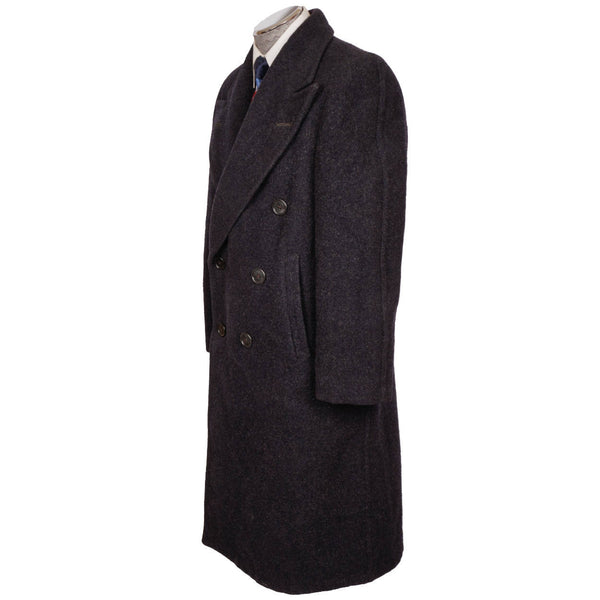 Vintage 1940s Mens Wool Coat Overcoat Midnight Blue Size M / L 1944 WW