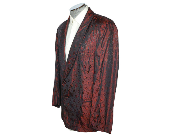 Vintage 1940s Maroon Smoking Jacket Bonnington Short Lounging Robe Mens  Size Large 44 - Poppy's Vintage Clothing