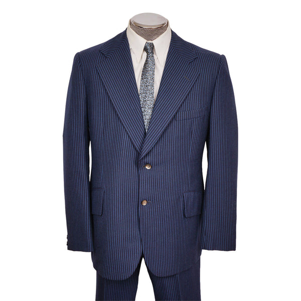 Vintage 60s Mod Era Mens Suit w Blue Pinstripe Size M / L