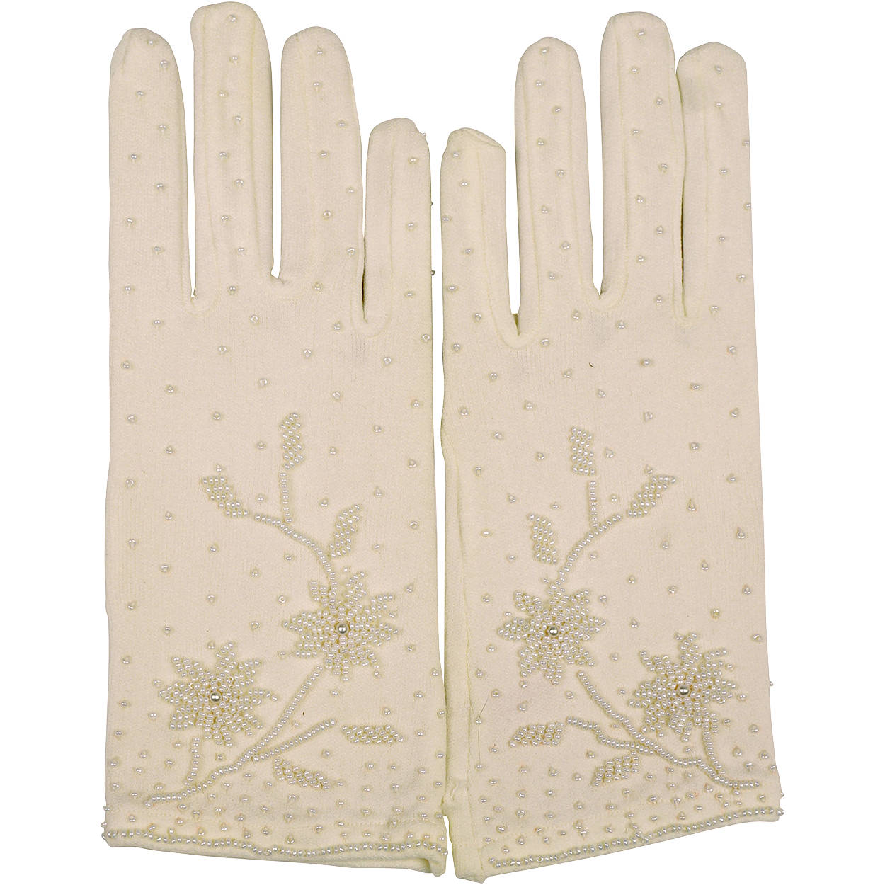 white nylon stretch gloves