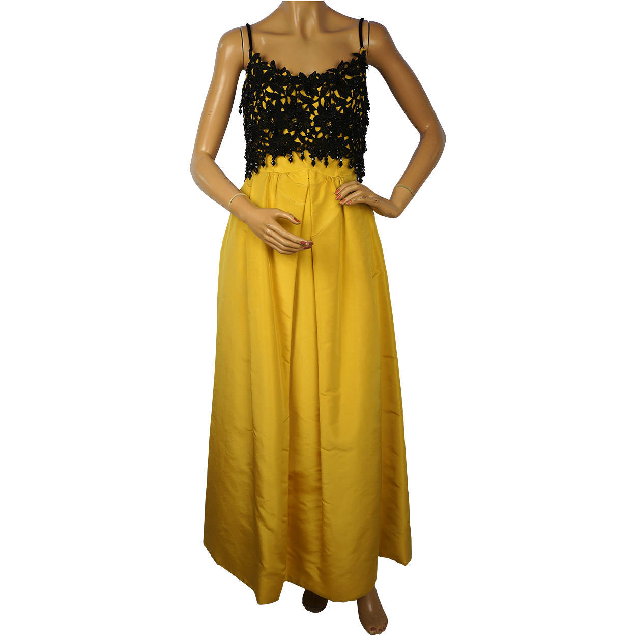 yellow black gown