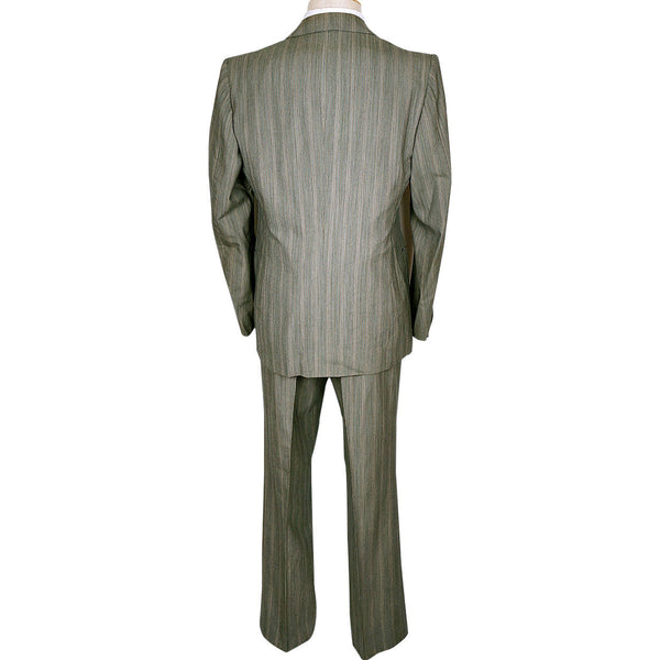 Vintage 70s Brioni Mens Suit Green Pinstripe Italian Tailoring Size M