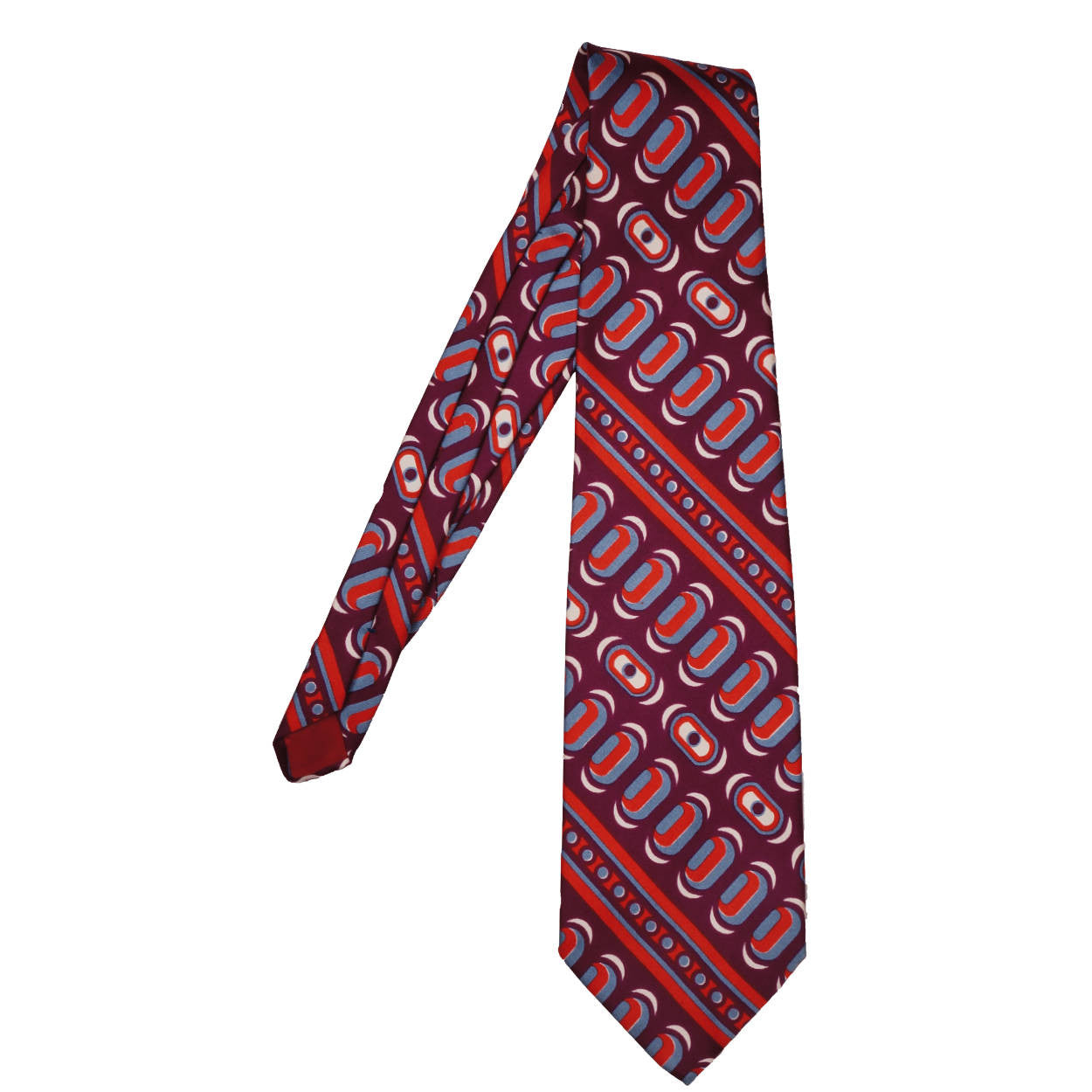 Vintage 1970s Brioni Rome Abstract Pattern Silk Necktie Mens Tie