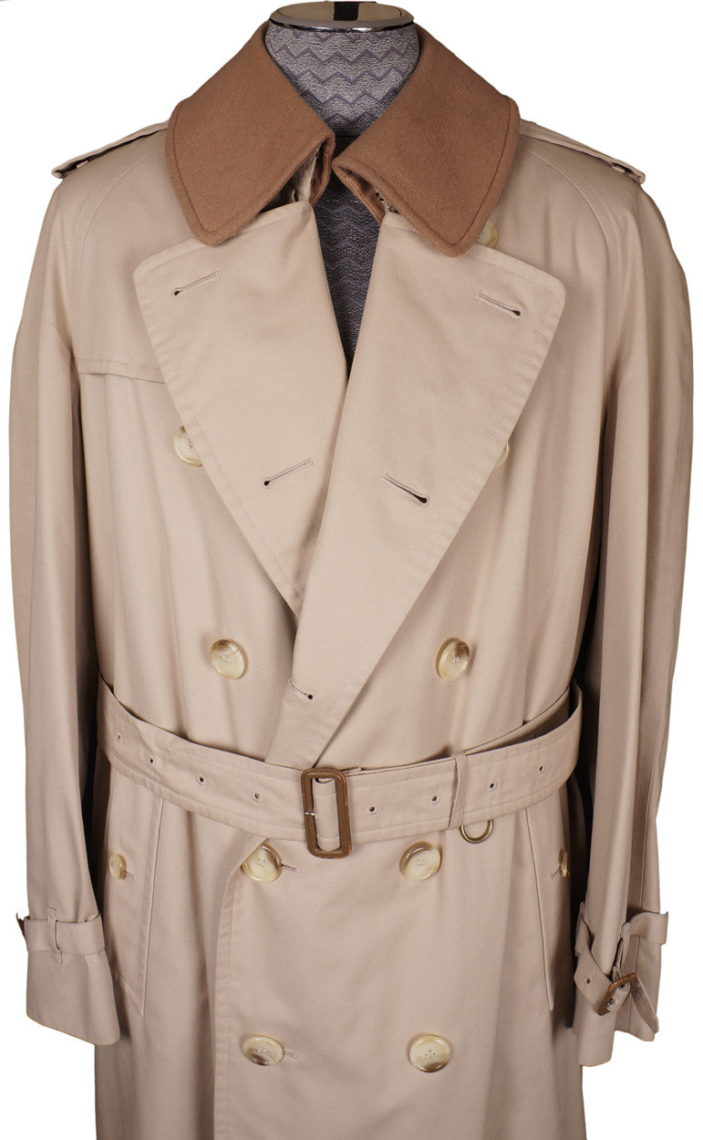 Vintage 1980s Mens Burberrys Trench Coat Beige with Wool Lining