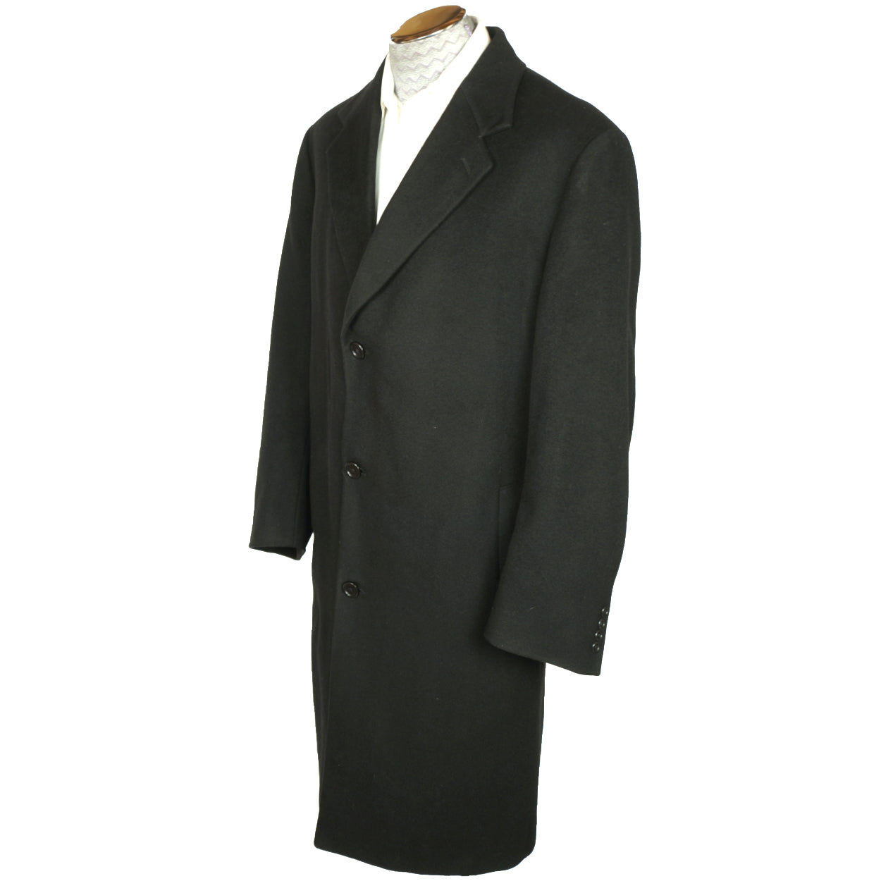 Vintage Mens Topcoat Overcoat 100% Pure Italian Cashmere Black Coat ...