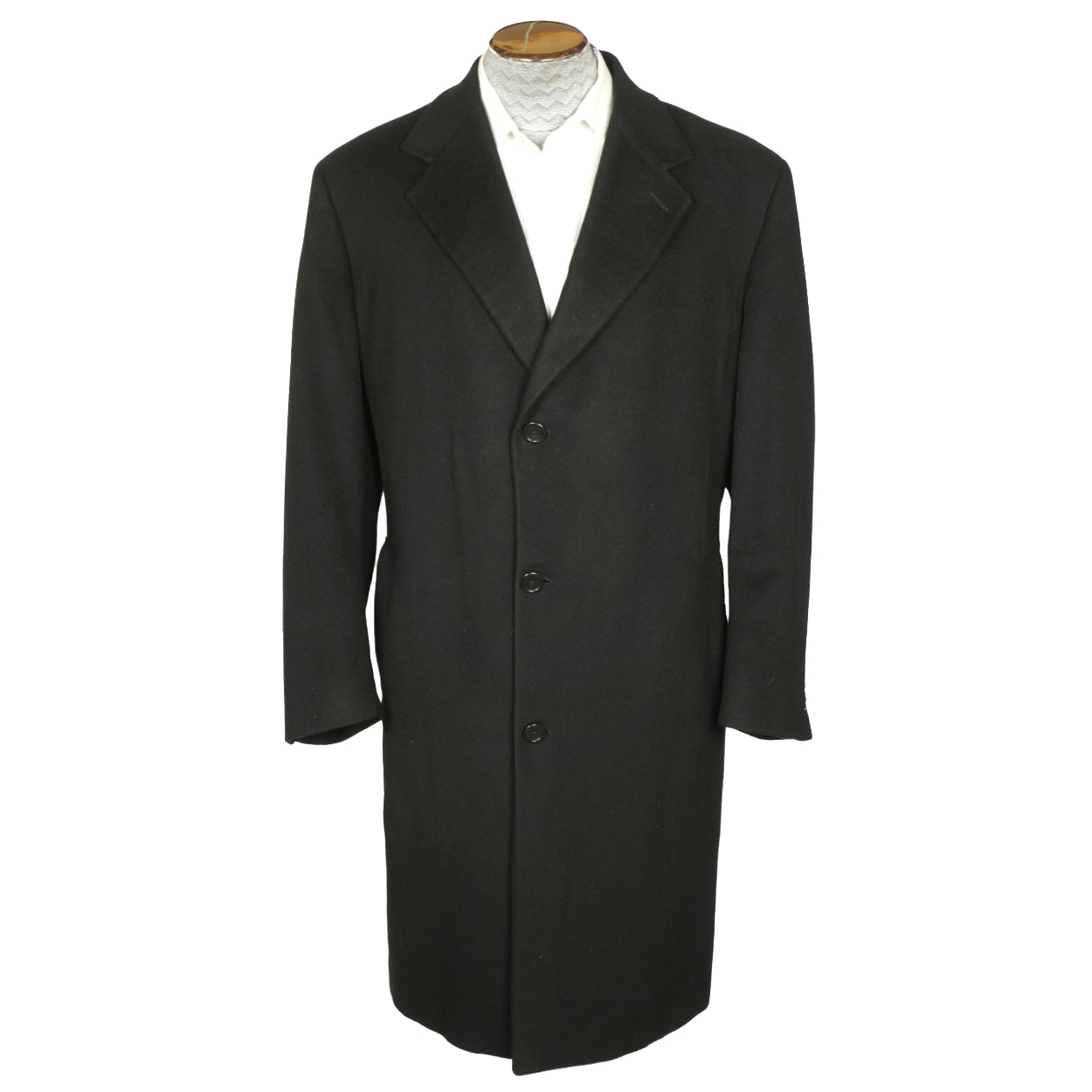 Vintage Mens Topcoat Overcoat 100% Pure Italian Cashmere Black Coat ...