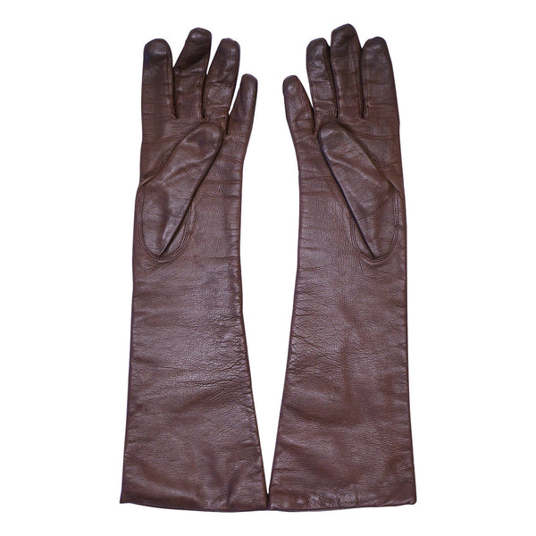 long brown leather gloves