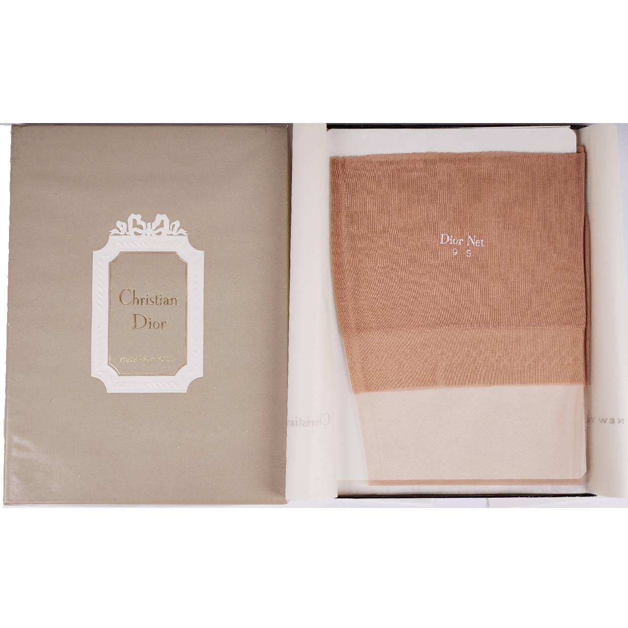 Christian Dior Diorette Stockings NIB Unused in Box Sparkling Champagne  Size 9 S