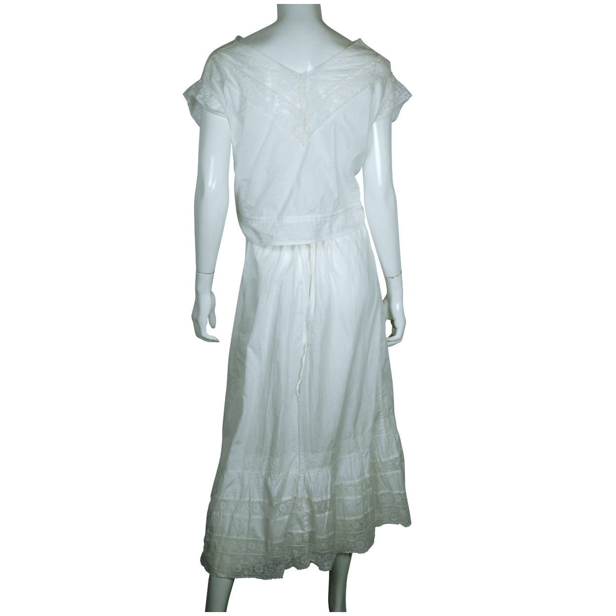 Antique Edwardian White Cotton Petticoat & Chemise Set w Lace Trim Size ...