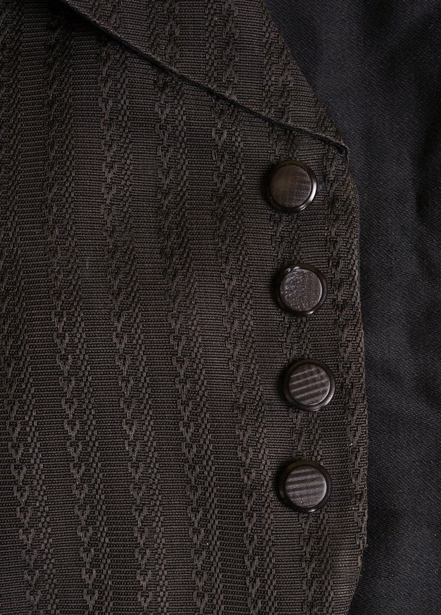 Edwardian Era Black Silk Waistcoat Mens Vest circa 1910 Size M