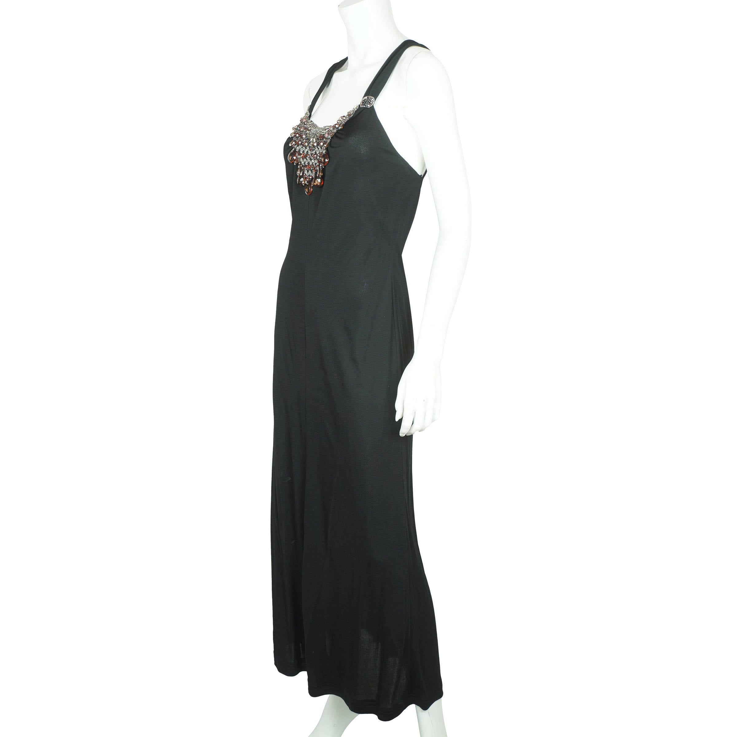 Escada Evening Gown Black Formal Long Dress with Wrap Size M