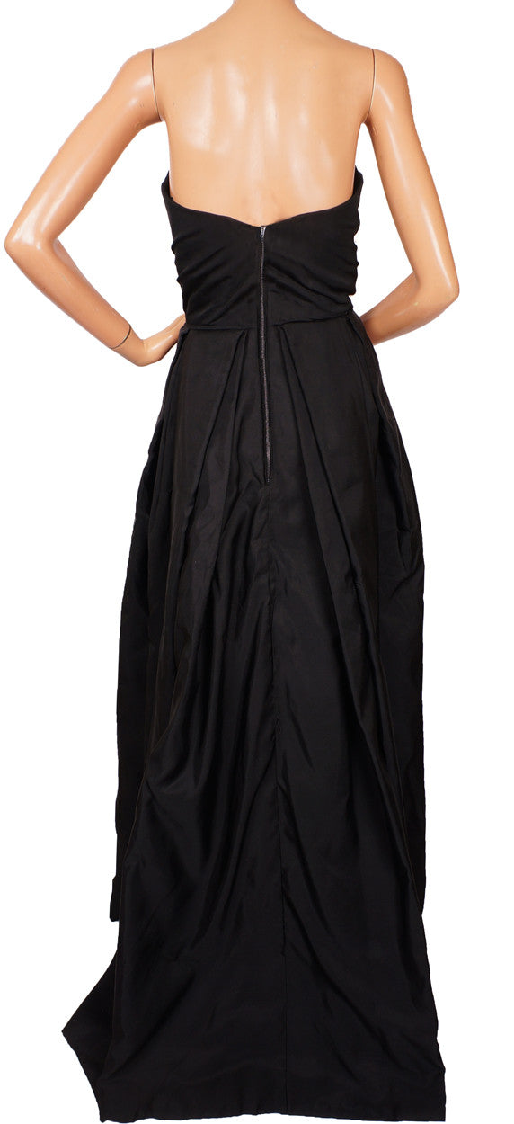 Vintage 1960s Evening Gown Haute Couture Strapless Dress in Black Silk ...