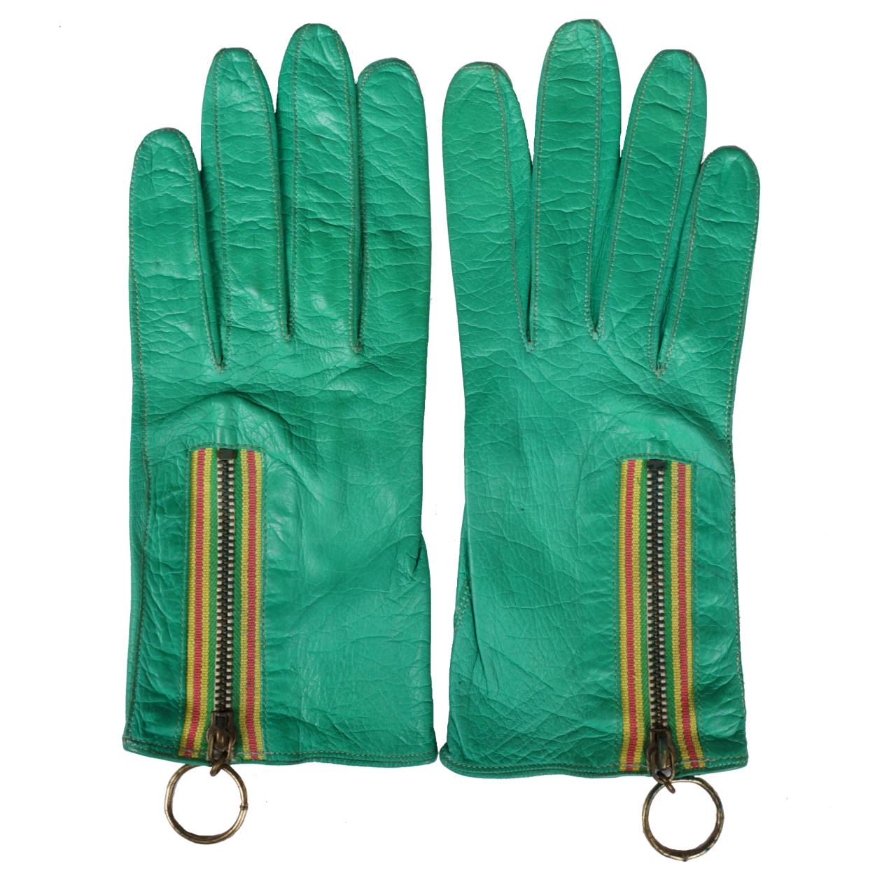 green ladies leather gloves