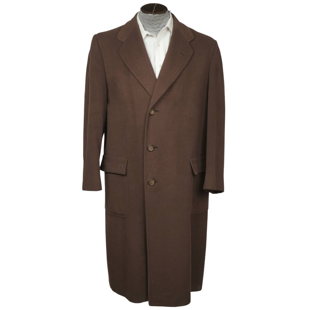 Vintage 1950s Cashmere Mens Overcoat Holt Renfrew Brown Colour Coat Large