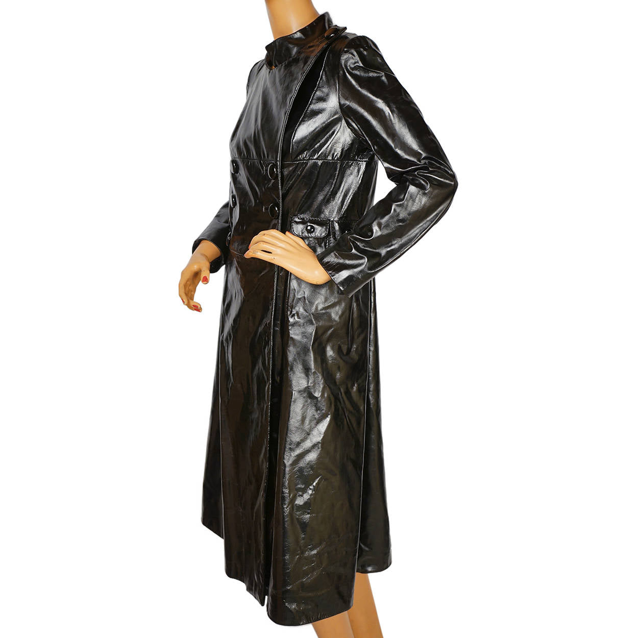 Vintage 1960s Mod Black Patent Leather Coat Holt Renfrew Made in Italy ...