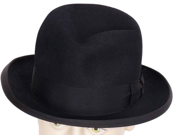 Vintage 50s Imperial Stetson Homburg Black Fedora Hat Mens Size 7