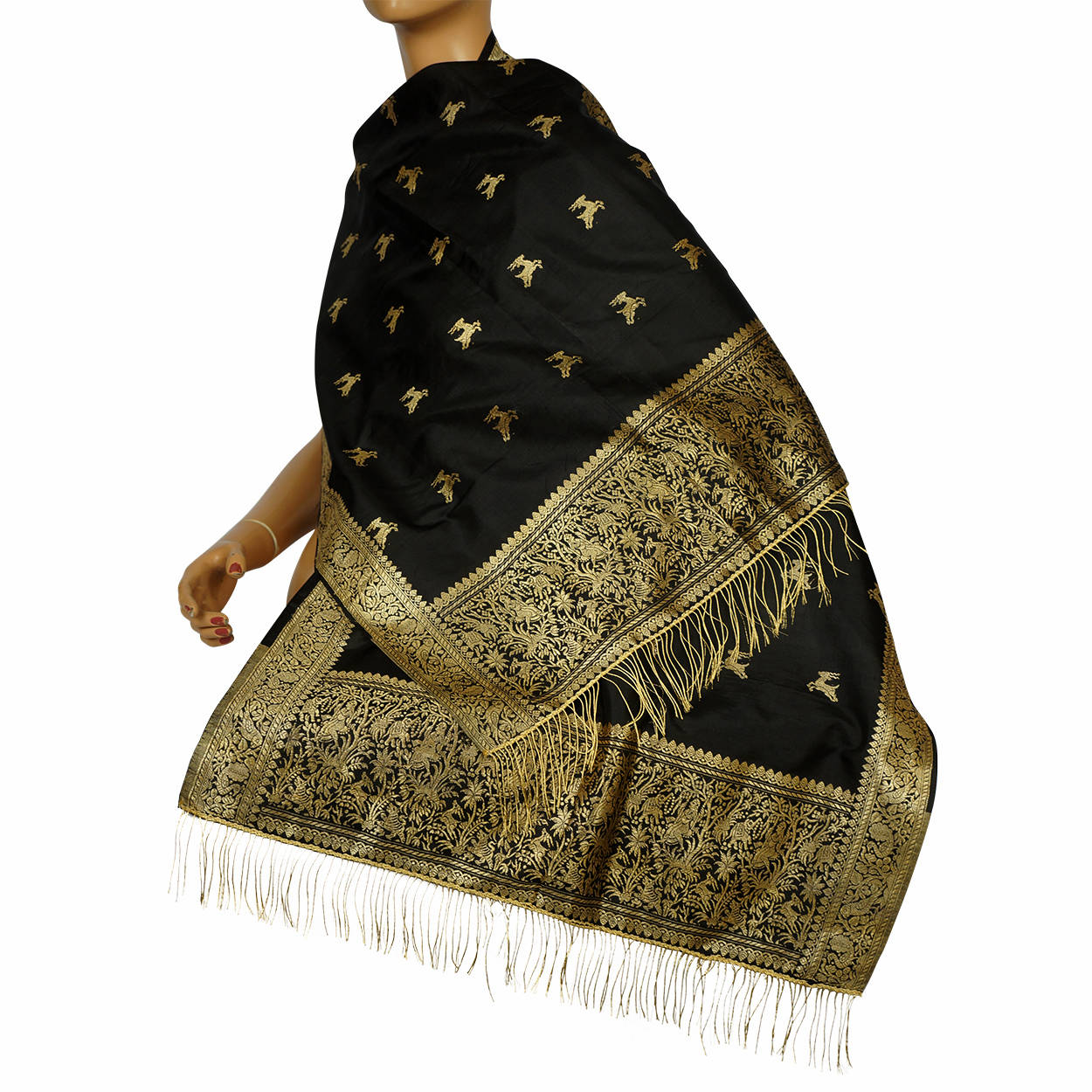 black and gold evening shawl
