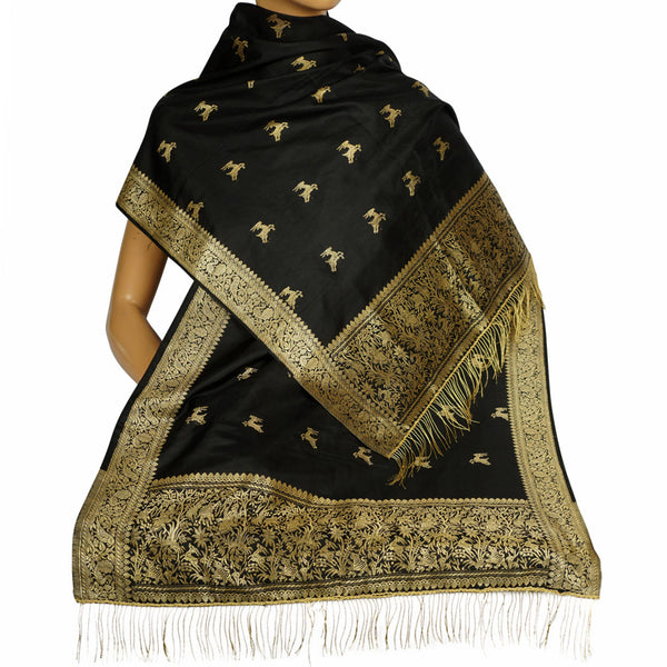 gold and black silk scarf