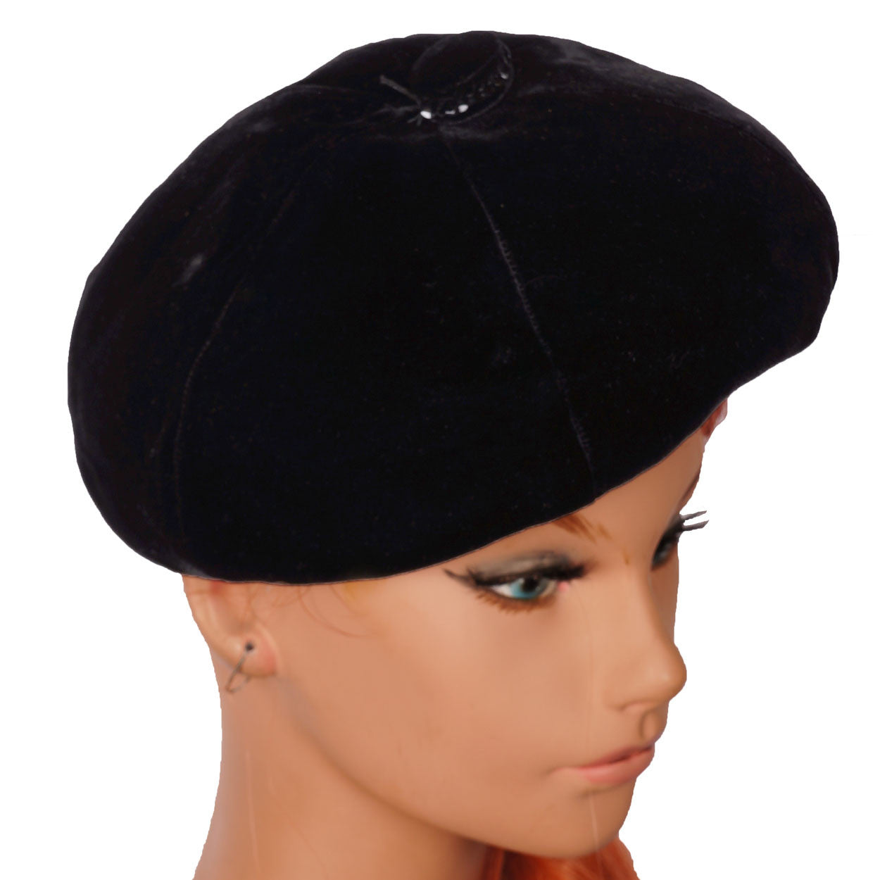 Vintage Irene of New York Black Velvet Beret Hat Lord & Taylor Salon ...