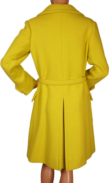 1960s Vintage Coat by Lanvin Paris in Chartreuse Yellow Wool