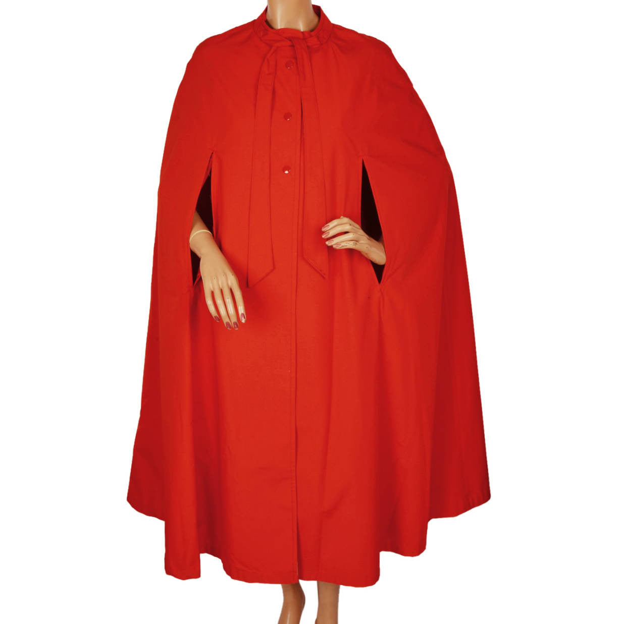 Vintage Marielle Fleury Red Rain Cape by Rainmaster 1970s Canadian Design