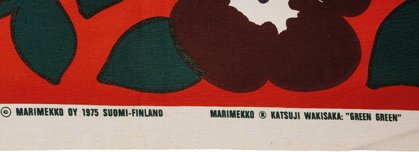 Vintage Marimekko Finland Cotton Fabric by Katsuji Wakisaka Green Green 3  yds