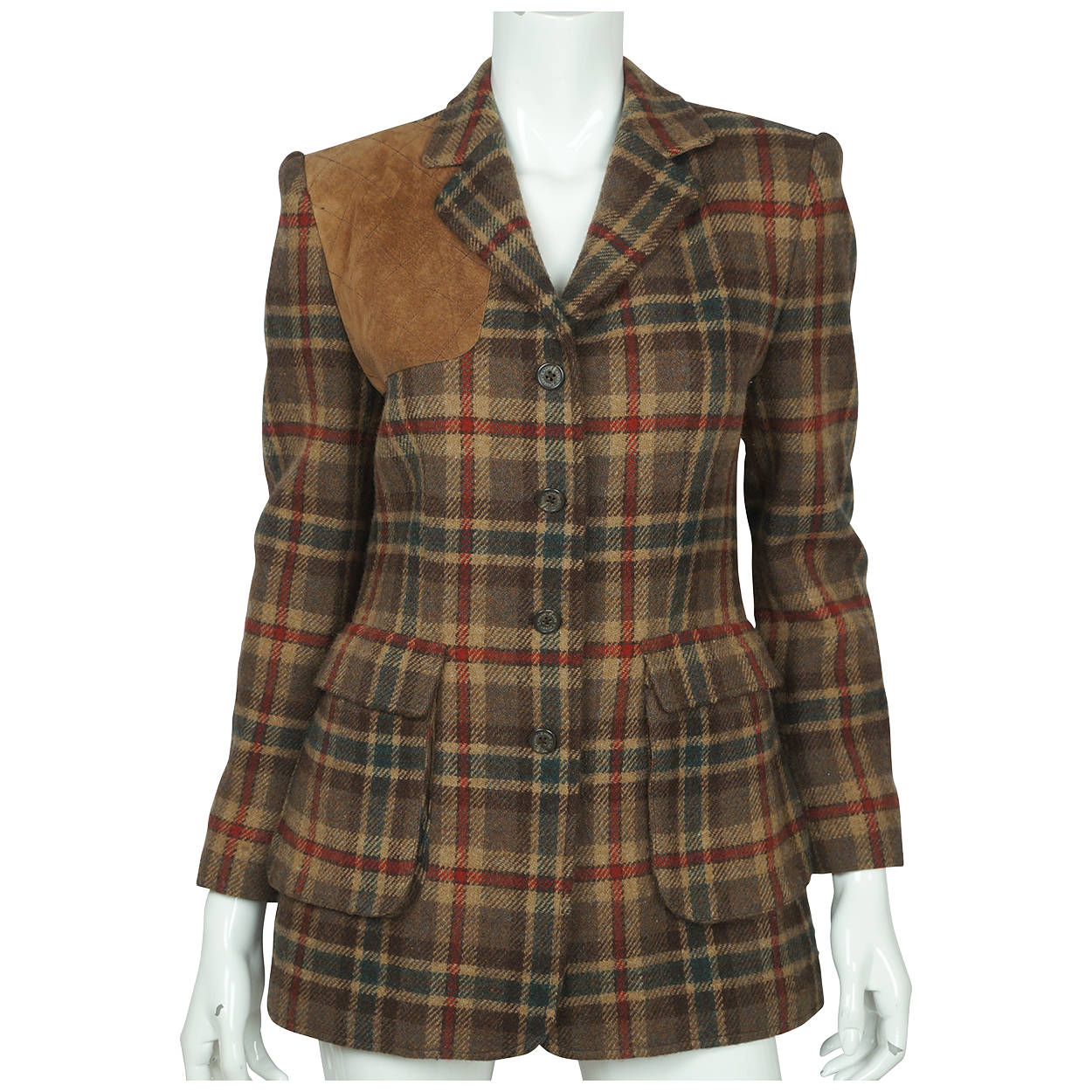 Lauren by Ralph Lauren Plaid Jacket Hunting Blazer Green Label Ladies Size 4