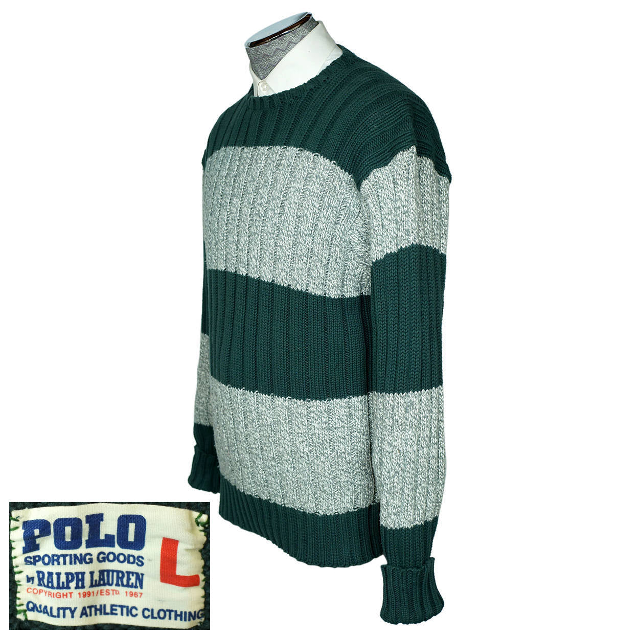 Vintage Ralph Lauren Polo Sporting Goods Sweater Cotton Early 1990s Mens  Large