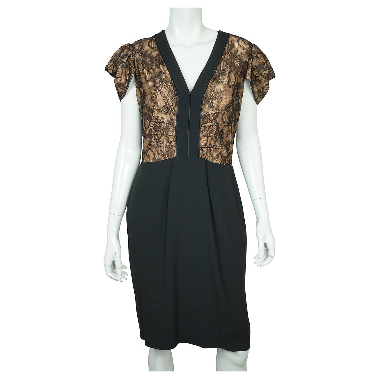 Resistente indlysende genetisk Red Valentino Dress Black Crepe with Lace Size L US 12 Italian 46