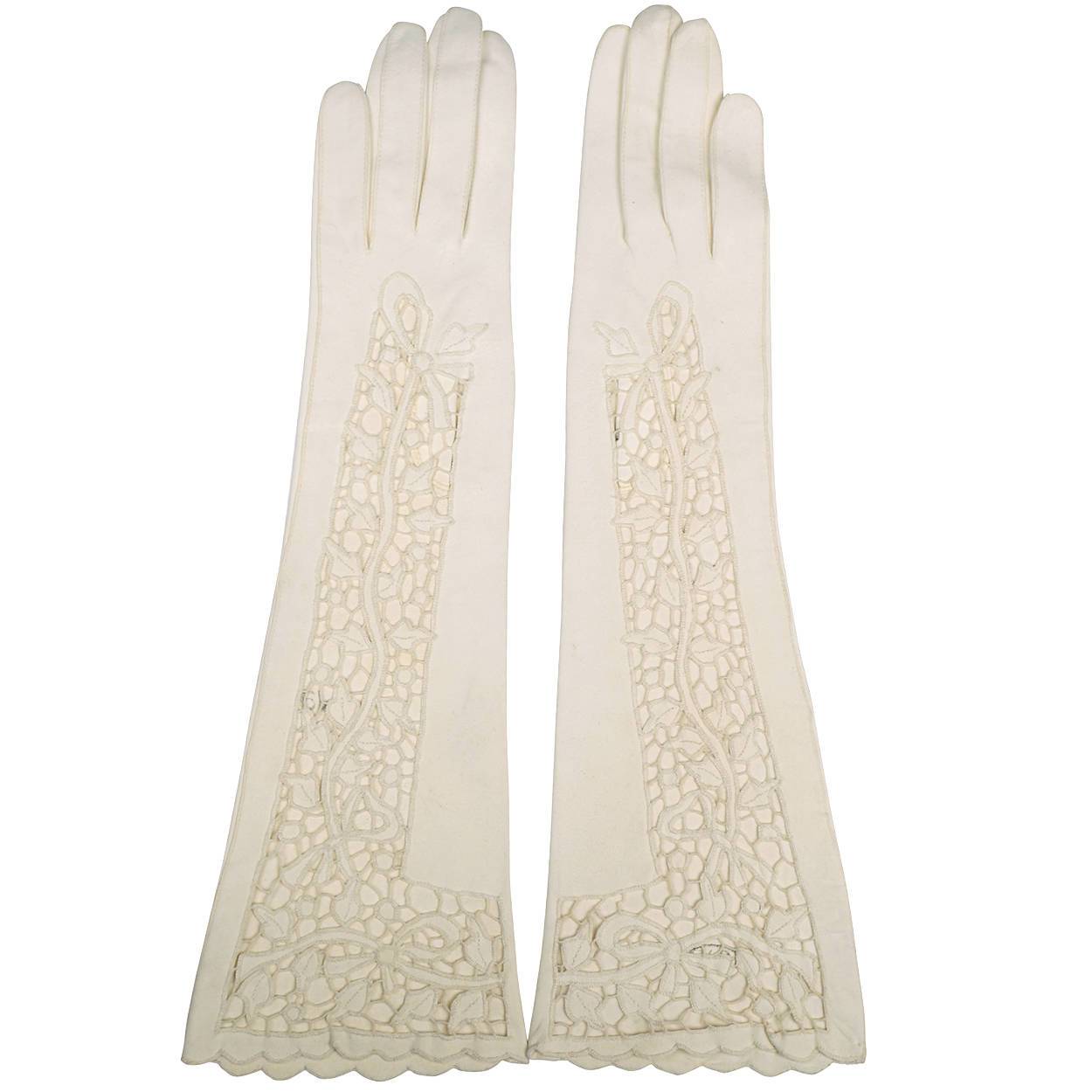 vintage white lace gloves