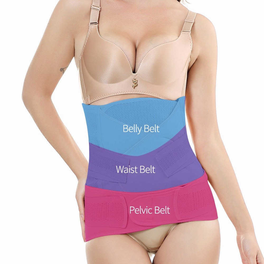 3 Piece Postnatal Belly Band Compression Belt Extra Firm Waist Clin Momamilk