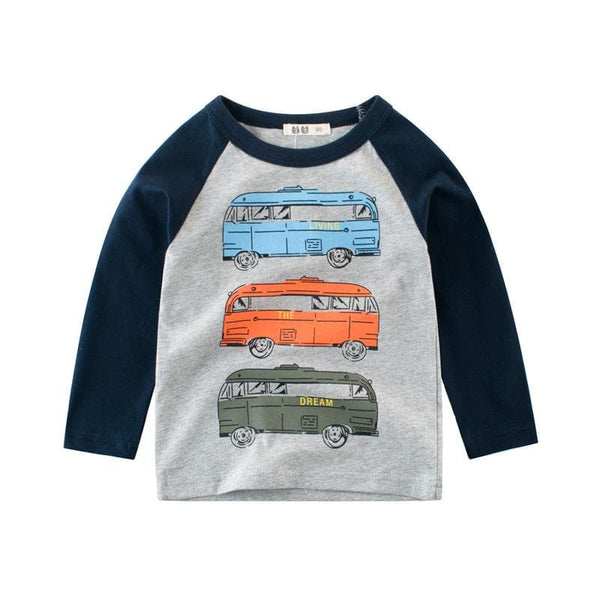 Toddler Boy Casual Vehicle Stars Print Long-sleeve Tee