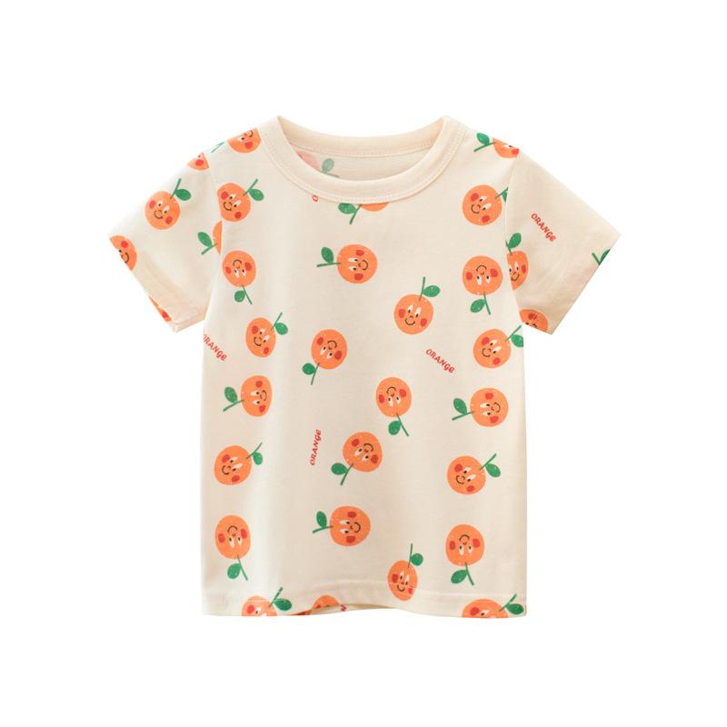 Orange Pattern Short Sleeve T-shirt for Toddler/Kid Girls – Kidsyard ...