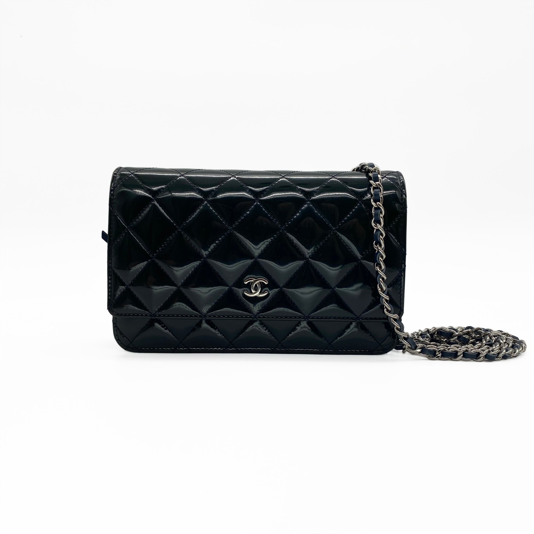 chanel wallet on chain navy