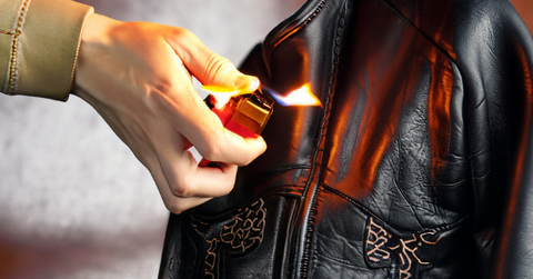 Flame test on leather jacket
