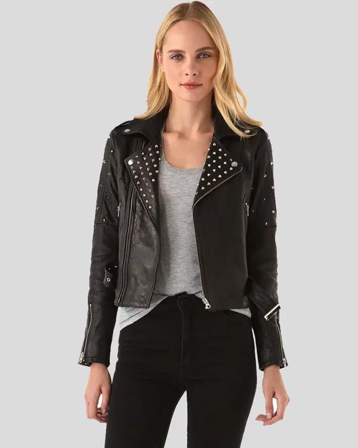 Alaïa Studded Leather Bomber Jacket in Black