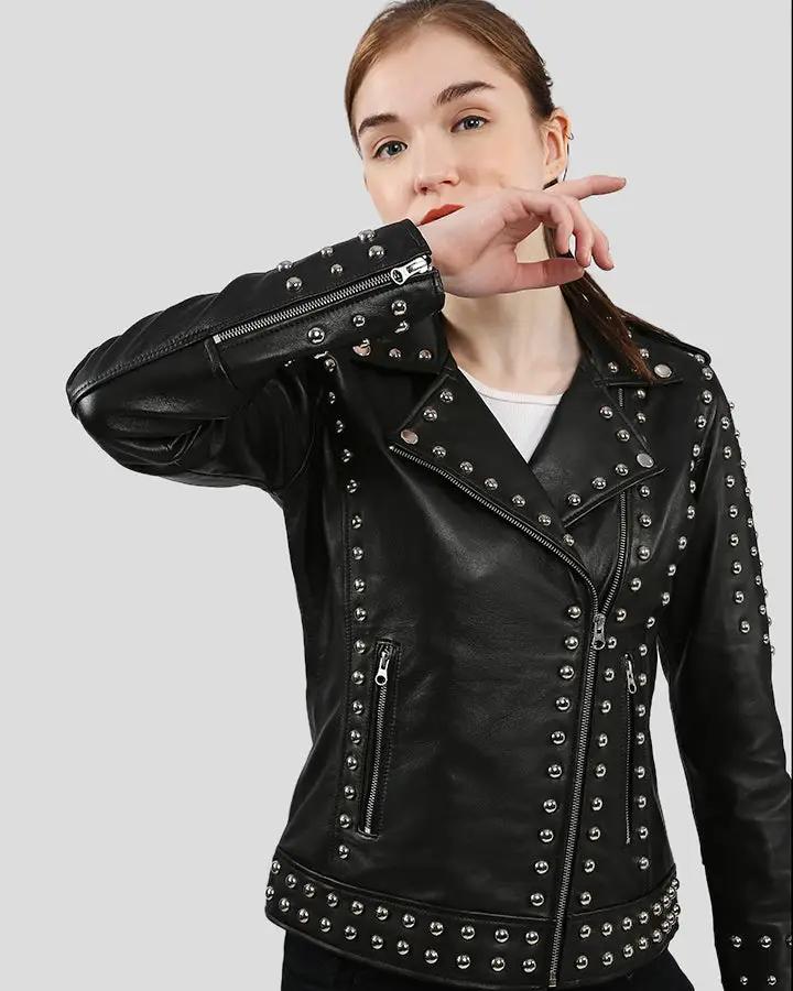 Studded Leather Bomber Jacket - Ready to Wear
