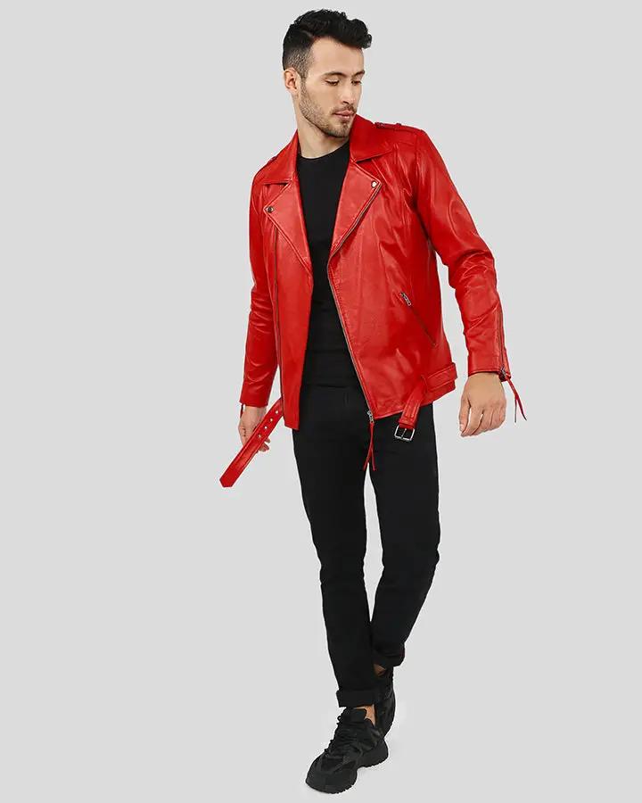 mens red leather jackets 