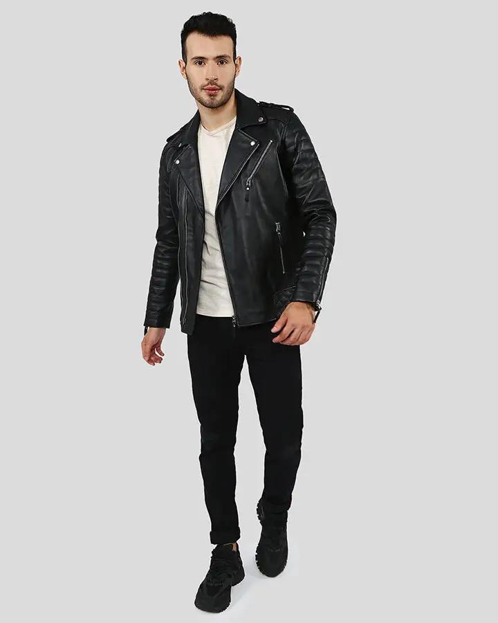 Mens Beckett Black Quilted Leather Jacket