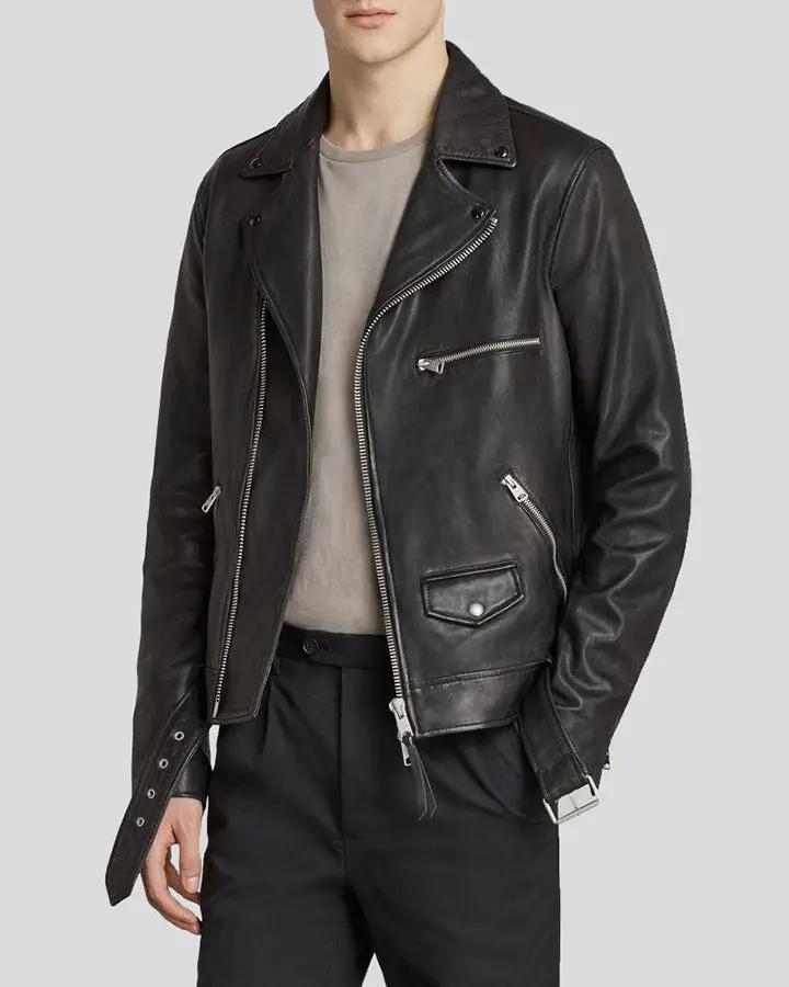 Mens Connor Black Motorcycle Leather Jacket - NYC Leather Jackets