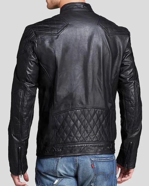 Mens Frits Black Quilted Leather Jacket - NYC Leather Jackets