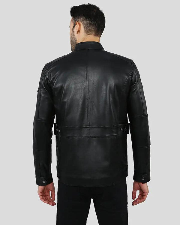 Mens Rory Black Biker Leather Jacket - NYC Leather Jackets