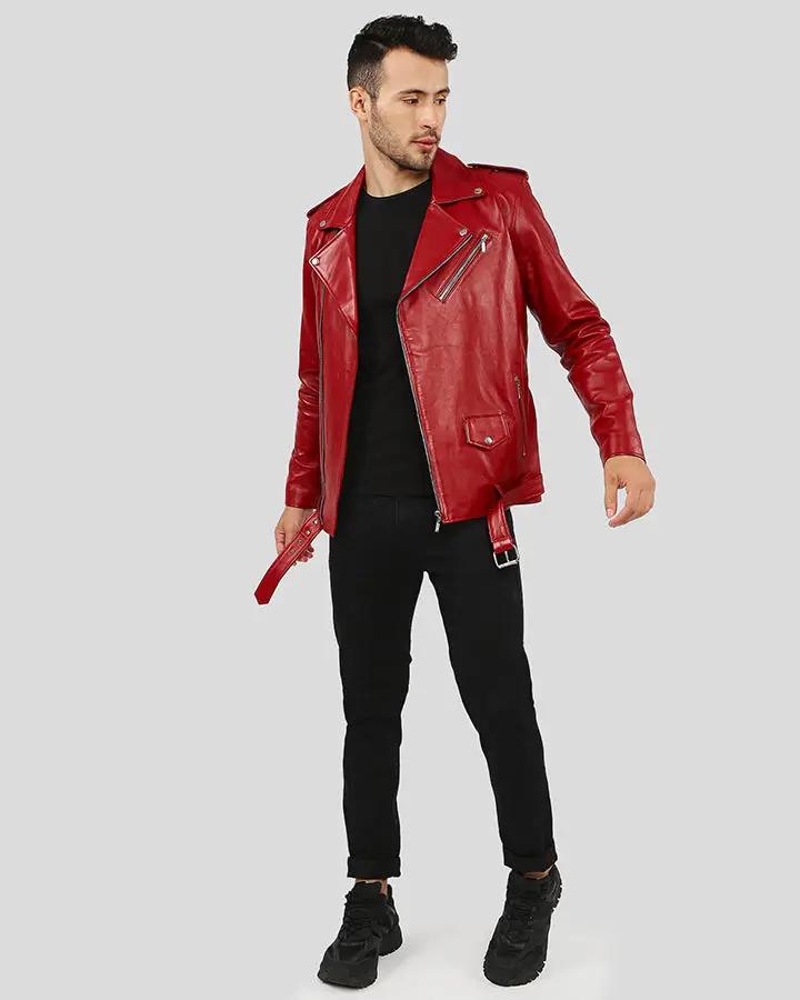 leather jacket red