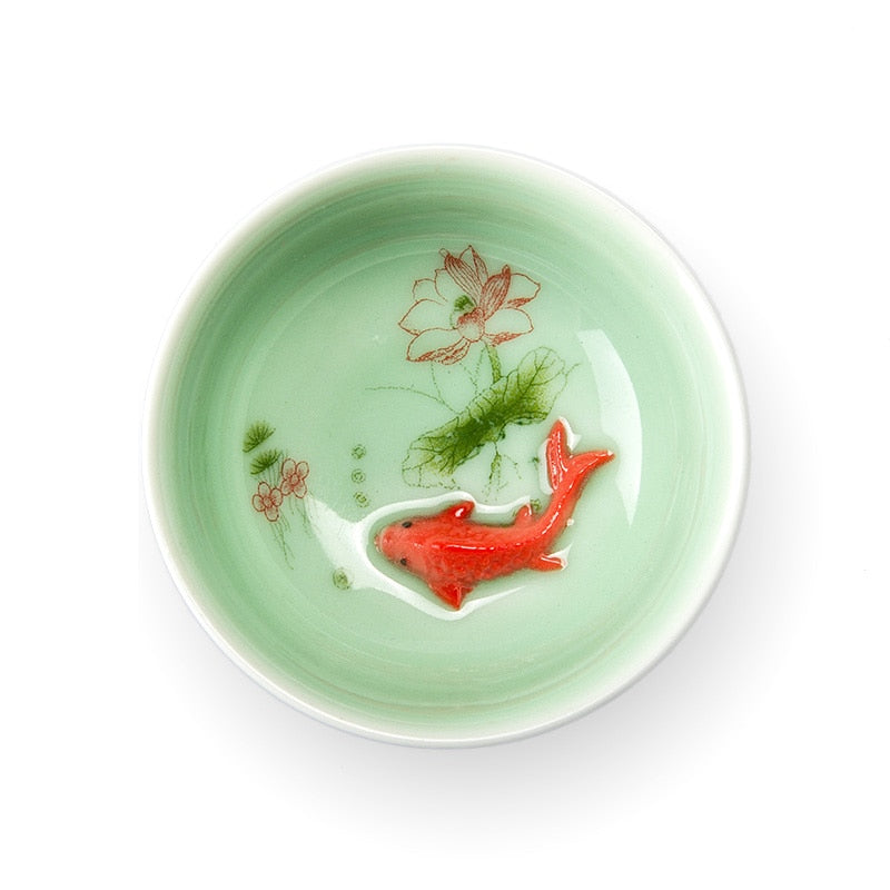 porcelain koi fish tea set