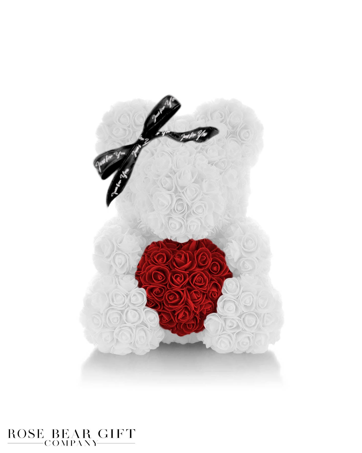 white rose bear with red heart